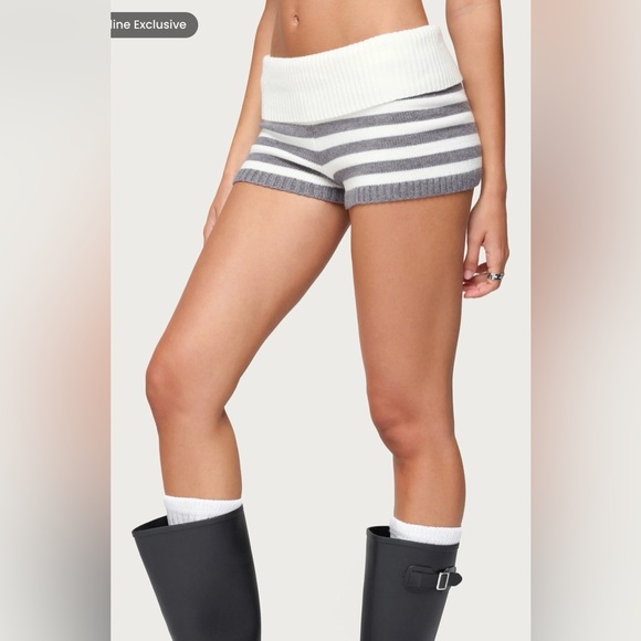 Edikted NWT Saphi Striped Foldover Knit Shorts - Picture 2 of 5